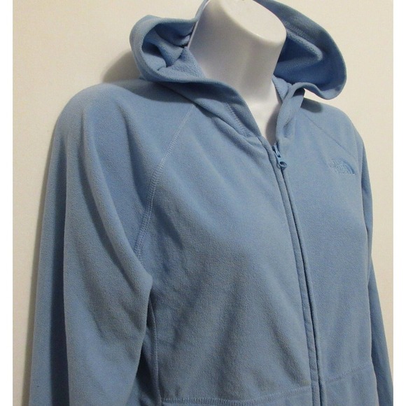 The North Face Girls Youth Light Blue Hooded Fleece Polartec Size L Sweater - Picture 7 of 9
